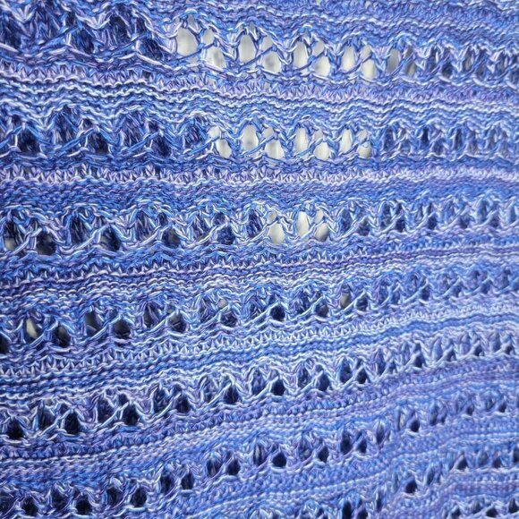 Two-One-Two New York Purple L Open Knit Crochet Button US Made Sweater Cardigan - Picture 6 of 8